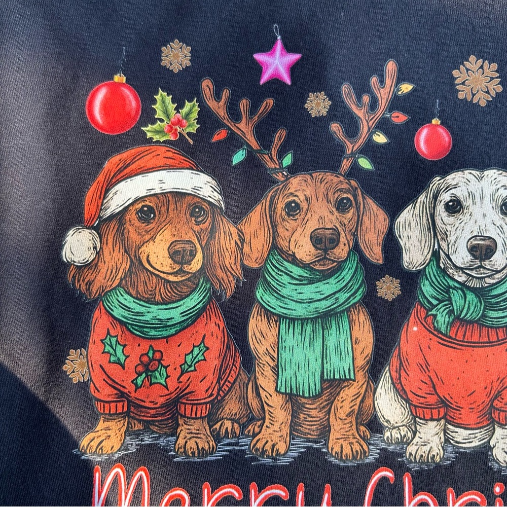 Comfort Colors Black Merry Christmas Dog Tee - Picture 3 of 5